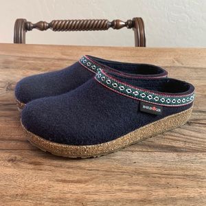 Haflinger GZ Classic Grizzly Wool Clog Blue 36